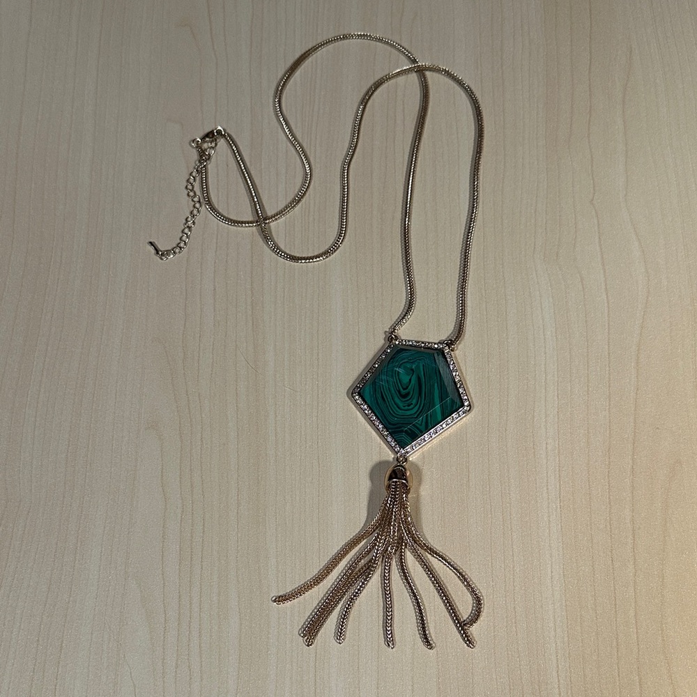 Hexagon Tassel Necklace